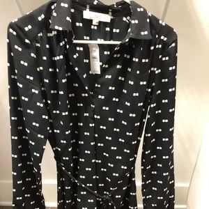 LOFT Long Sleeve Black Shirtdress